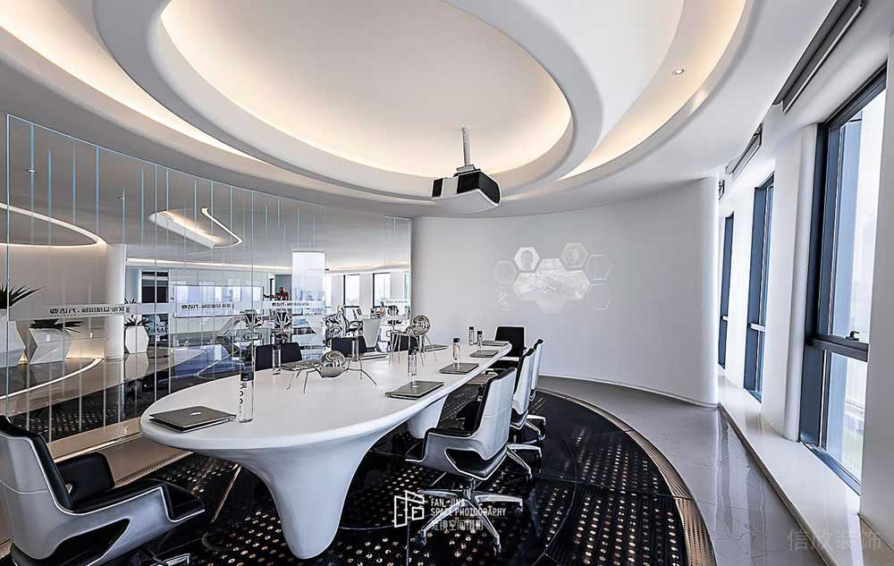 現(xiàn)代風格商務辦公空間會議室案例裝修圖