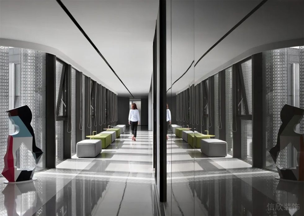 現(xiàn)代風(fēng)格商務(wù)辦公空間走廊休息區(qū)設(shè)計(jì)裝修圖