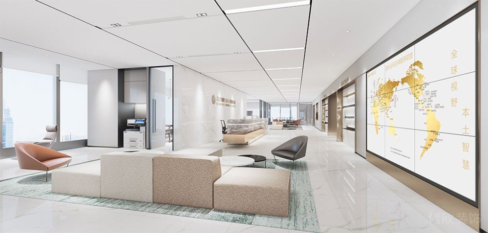 現(xiàn)代風格商務辦公室接待廳等候區(qū)設計裝修圖