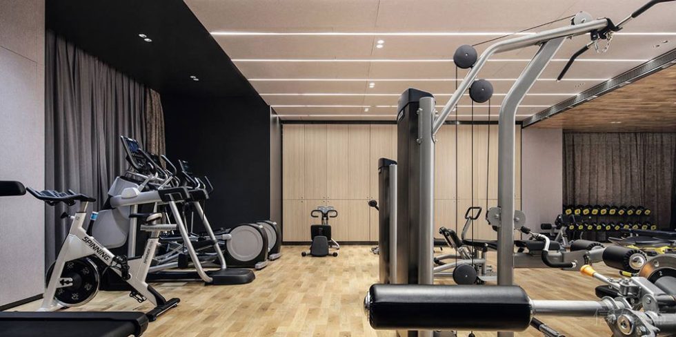現(xiàn)代風格商務辦公室員工休閑健身房裝修圖