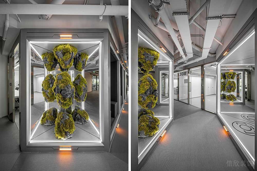 現(xiàn)代工業(yè)風(fēng)辦公空間案例過(guò)道空間設(shè)計(jì)裝修圖