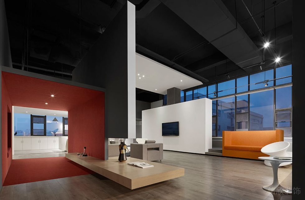 現(xiàn)代工業(yè)風(fēng)辦公室休閑接待廳裝修圖