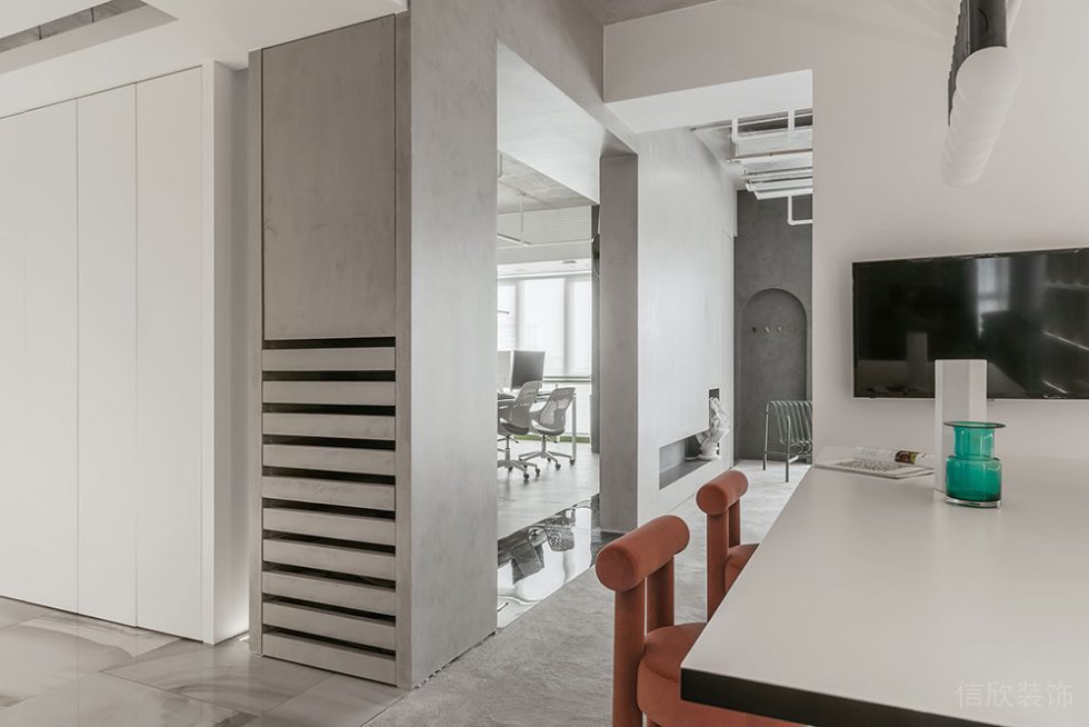 現(xiàn)代工業(yè)風(fēng)公共辦公室過(guò)廊洽談區(qū)裝修圖