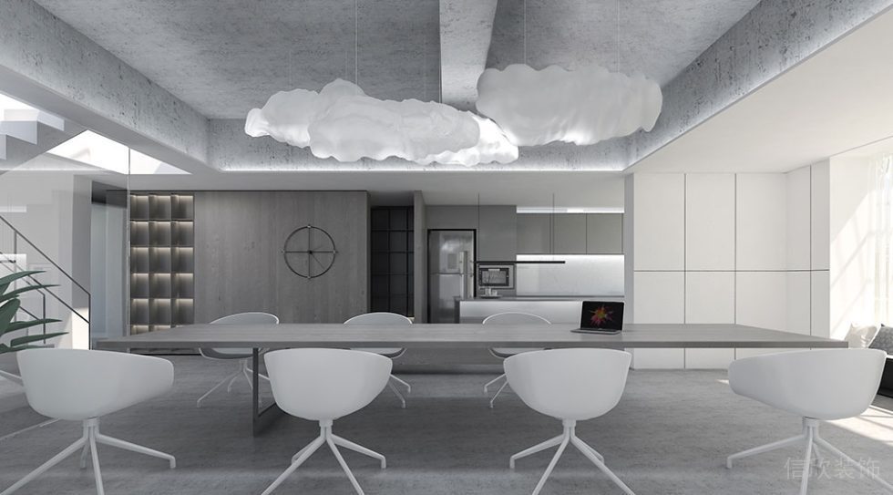 現(xiàn)代工業(yè)風(fēng)商務(wù)辦公場(chǎng)所開(kāi)放式洽談區(qū)設(shè)計(jì)裝修圖