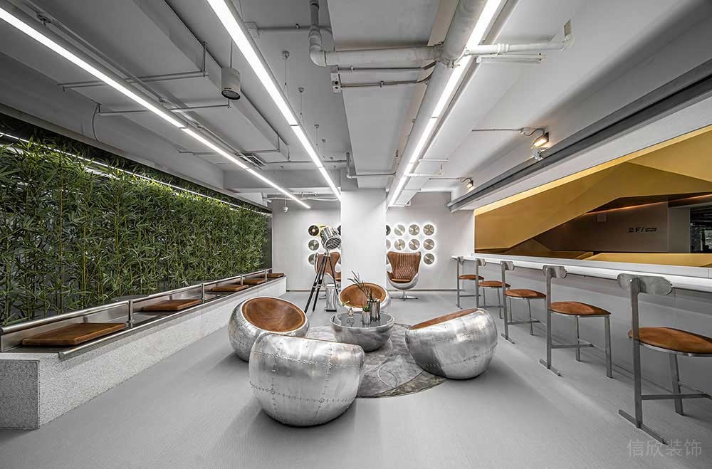 現(xiàn)代工業(yè)風商務辦公室休閑區(qū)設計裝修圖