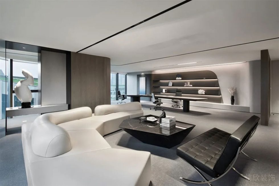 現(xiàn)代簡約風(fēng)格商務(wù)辦公空間總裁辦公室裝修圖