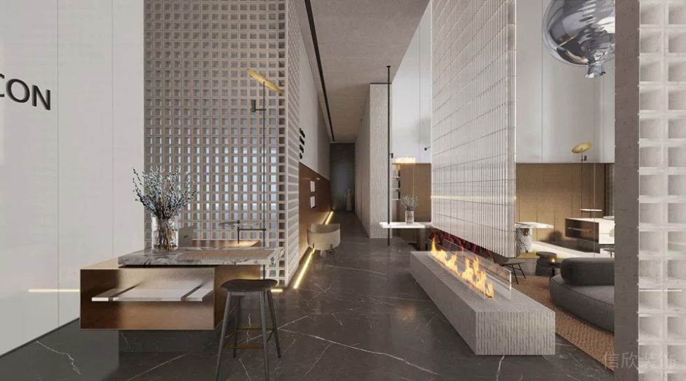 現(xiàn)代輕奢風(fēng)商務(wù)辦公空間服務(wù)廳設(shè)計(jì)裝修圖