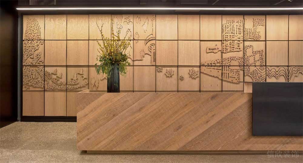 新中式辦公場(chǎng)所前臺(tái)服務(wù)區(qū)裝修圖