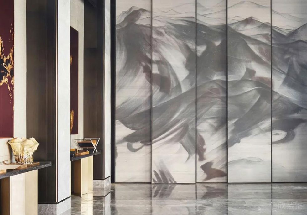 新中式風(fēng)格商務(wù)辦公空間玄關(guān)設(shè)計裝修圖