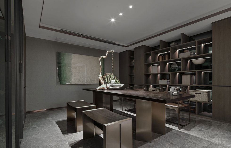 新中式商務(wù)辦公場所茶室設(shè)計裝修圖