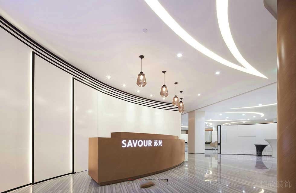 環(huán)繞式燈飾led效果圖前臺(tái)區(qū)裝修大理石瓷磚地板效果