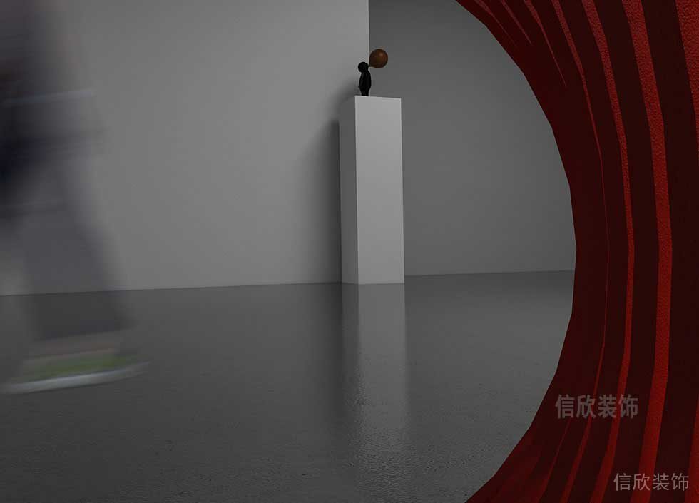 工作室過道裝修設(shè)計(jì)簡約風(fēng)紅色弧線設(shè)計(jì)
