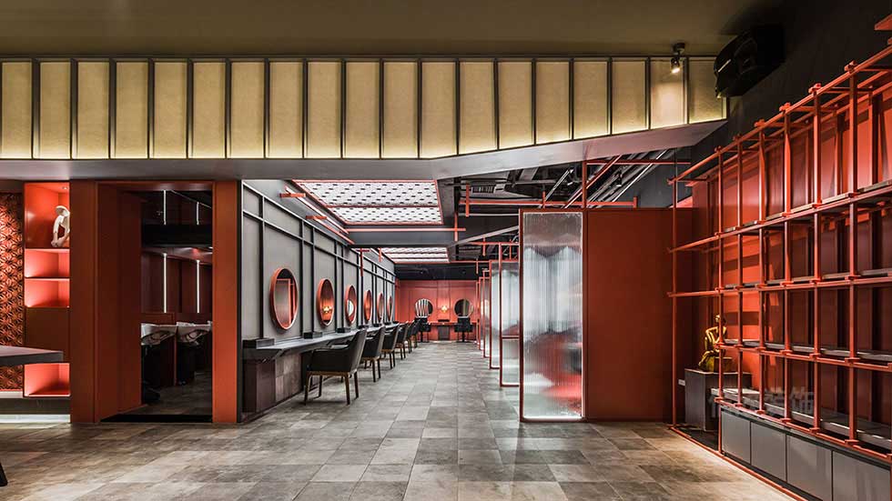 深圳寶安紅色美發(fā)店大廳裝修設(shè)計 深圳寶安紅色美發(fā)店大廳裝修設(shè)計