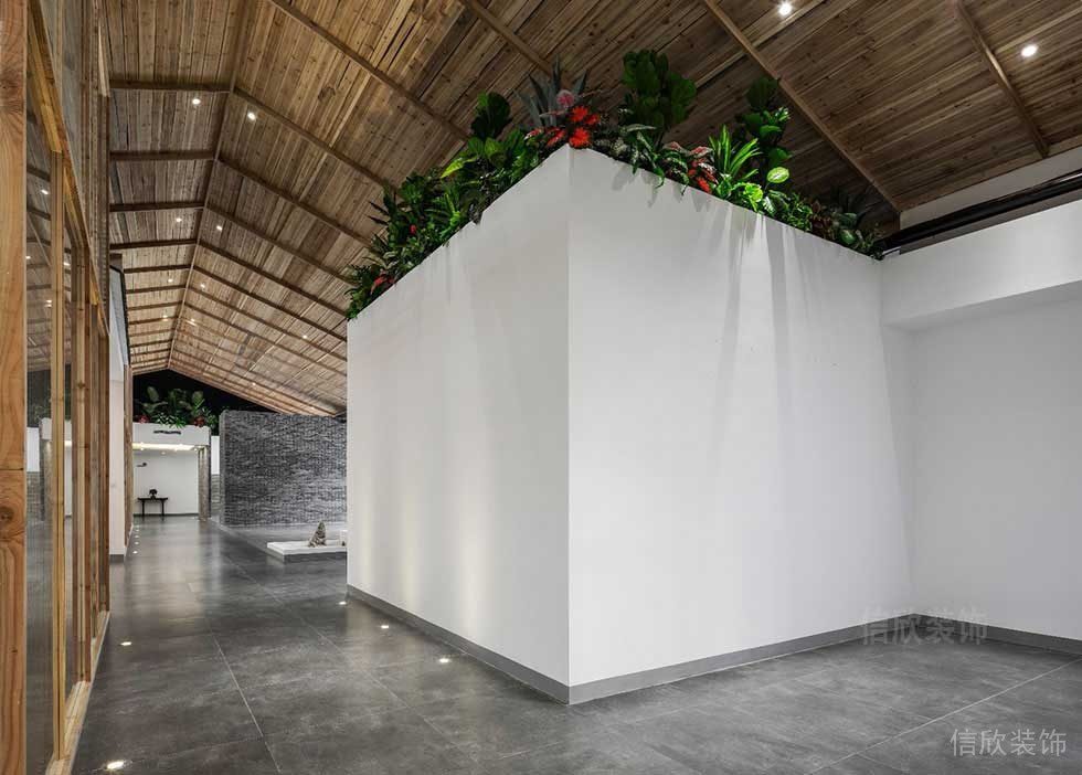 工作室原寂風(fēng)綠化墻體設(shè)計(jì)圖過道大理石裝修