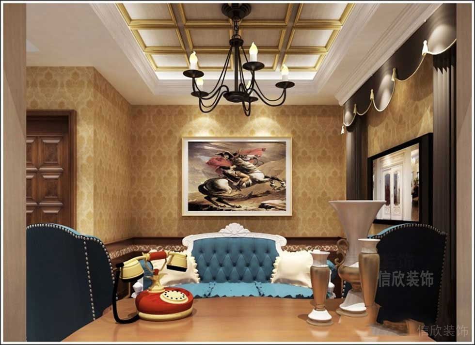 古典休息區(qū)天花水晶吊頂墻紙創(chuàng)意設計全屋定制精品房效果