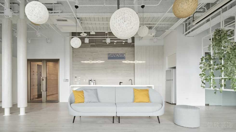 深圳寶安區(qū)淺色系簡約風格辦公室裝修休閑區(qū)效果圖