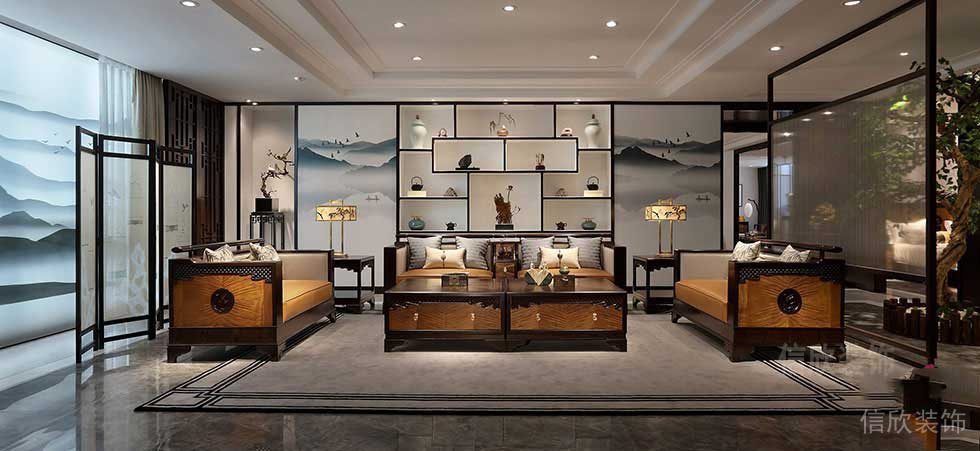 中式家具店家具店屏風(fēng)設(shè)計(jì)效果圖內(nèi)嵌式墻體效果圖
