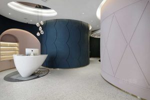 辦公室過道裝修弧線創(chuàng)意圖案墻柱效果圖水磨石設(shè)計(jì)圖