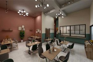 簡(jiǎn)約北歐風(fēng)云南米線(xiàn)連鎖餐館深圳寶安店裝修設(shè)計(jì)用餐大廳效果圖