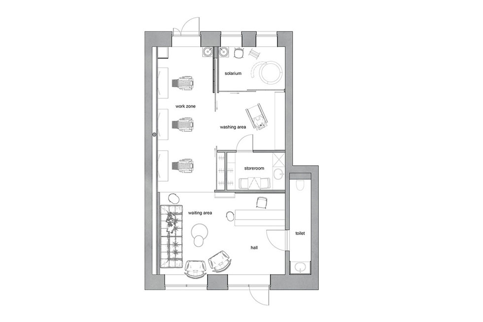 100平方復(fù)古風(fēng)美發(fā)店裝修設(shè)計(jì)平面布置 100平方復(fù)古風(fēng)美發(fā)店裝修設(shè)計(jì)平面布置