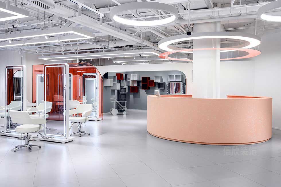 深圳羅湖400平方美發(fā)店裝修前臺施工案例 深圳羅湖400平方美發(fā)店裝修前臺施工案例