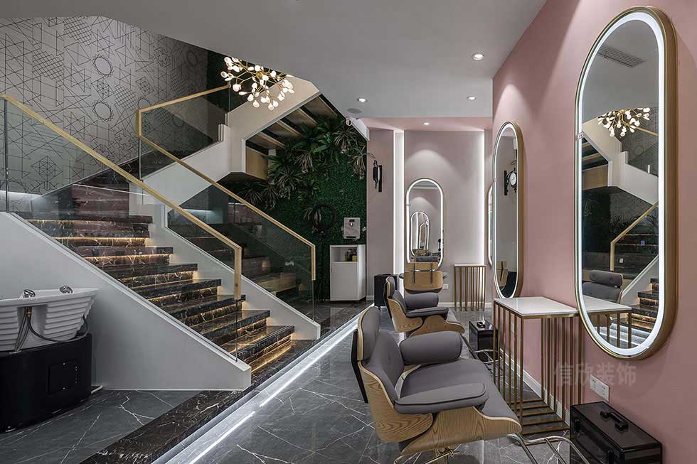 粉色的美發(fā)店發(fā)廊大廳裝修設(shè)計(jì) 粉色的美發(fā)店發(fā)廊大廳裝修設(shè)計(jì)