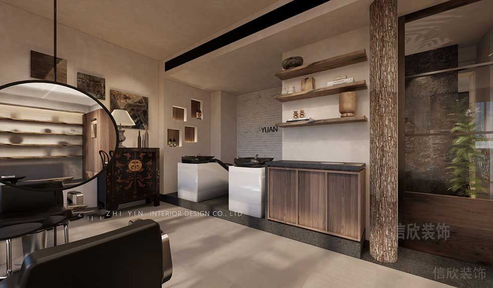 美容店洗頭區(qū)白色的洗頭臺