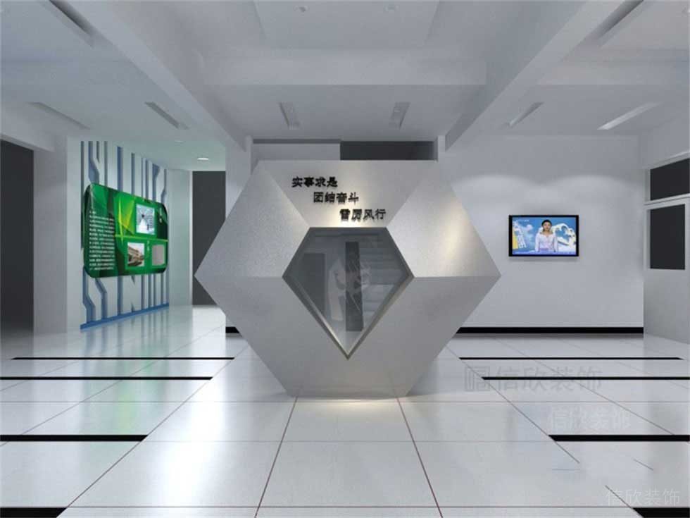 博物館展廳創(chuàng)意設(shè)計金屬體和造型通體瓷磚鋪貼現(xiàn)代簡約效果圖