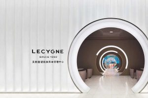 肌膚管理中心美容機構(gòu)裝修墻體純白條紋設(shè)計效果圖鏤空過道裝修