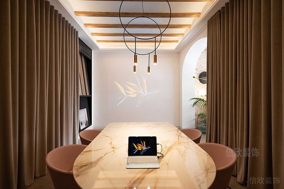 會議室?guī)缀窝b修大理石桌面裝修天花吊頂機構(gòu)裝修輕奢風效果圖