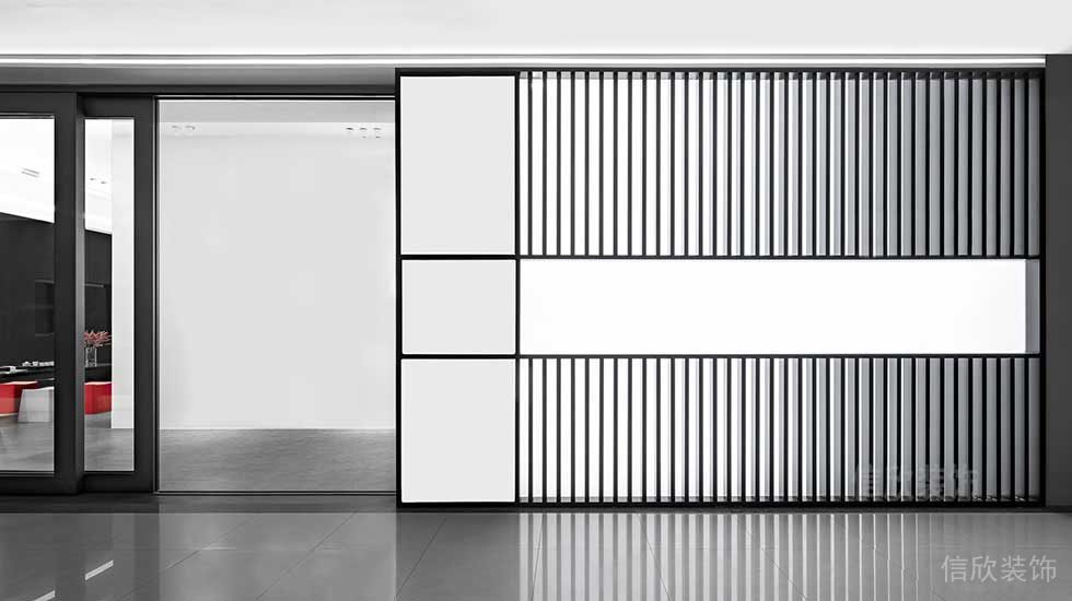 辦公室墻體過道裝修效果圖黑白色調(diào)led燈飾設(shè)計(jì)