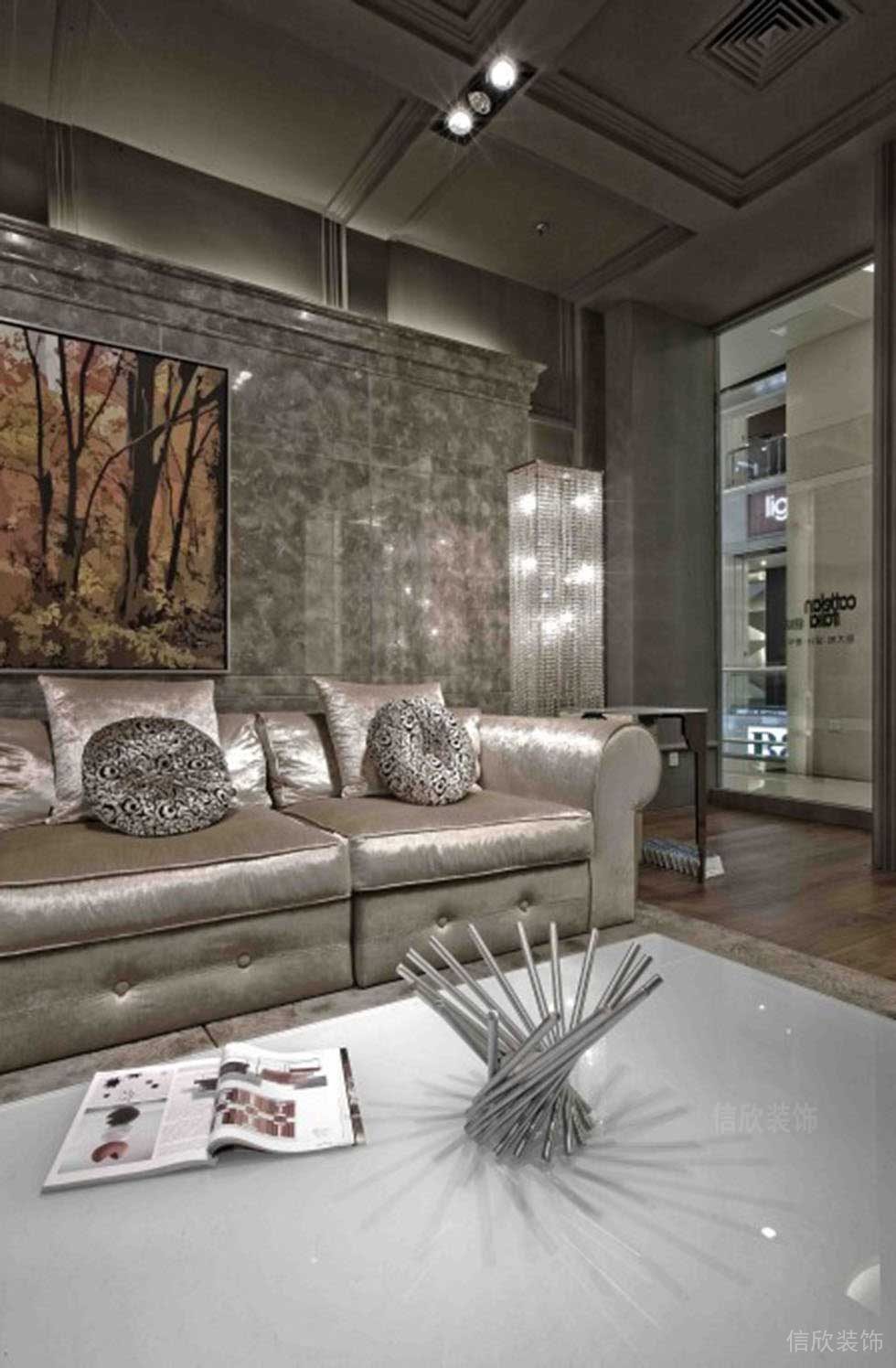 斷面灰調(diào)沙發(fā)裝修店鋪會(huì)員接待處效果圖店鋪設(shè)計(jì)