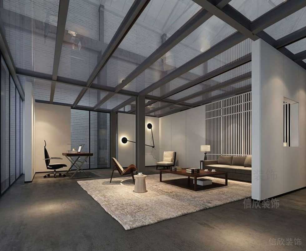 工業(yè)風(fēng)辦公室現(xiàn)代天花玻璃設(shè)計(jì)辦公室開放式區(qū)域墻體隔斷效果
