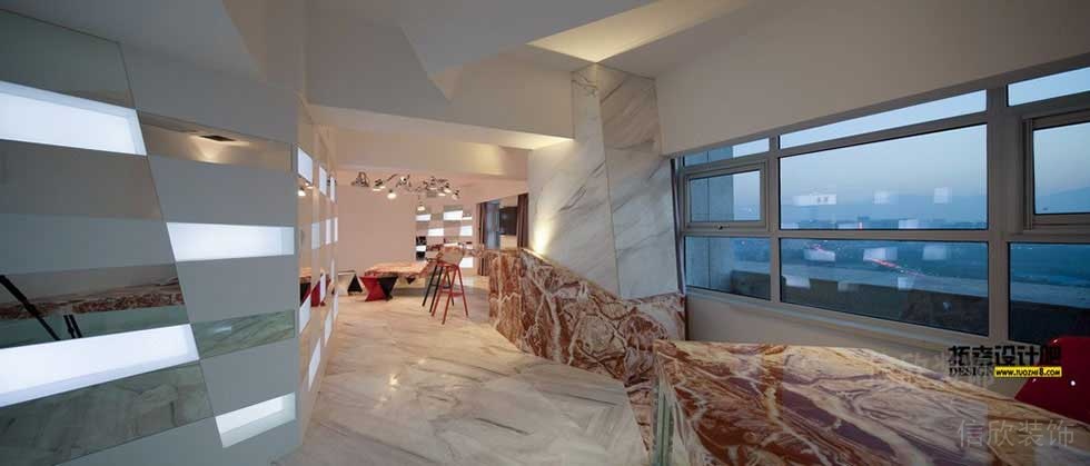 飄窗設(shè)計(jì)玻璃窗戶大理石過道辦公室裝修