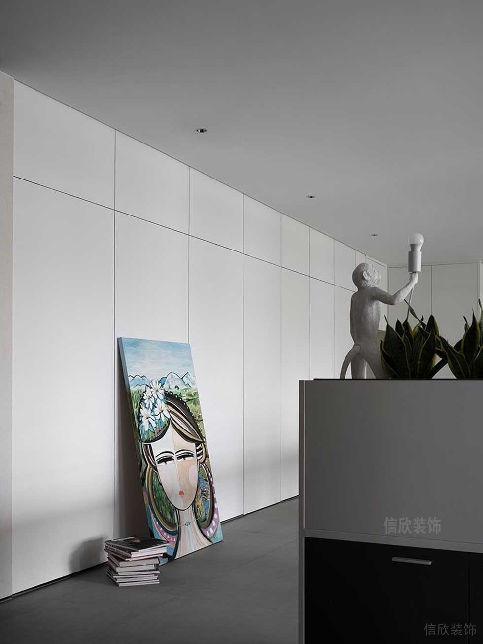 極簡風(fēng)格辦公室過道空間藝術(shù)裝飾畫效果圖