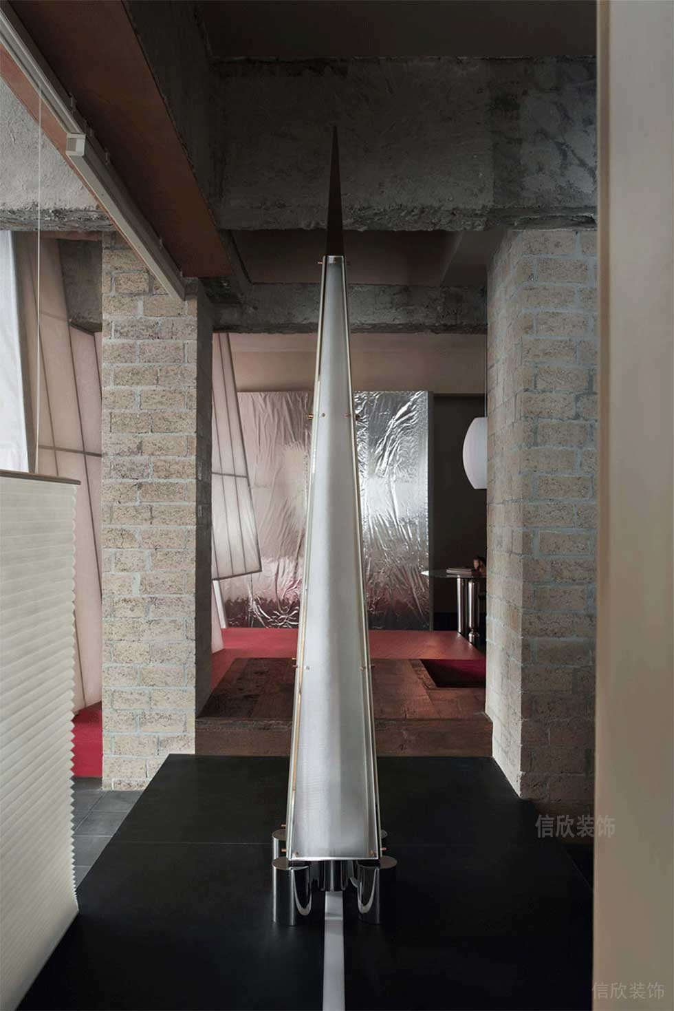 極簡風(fēng)格辦公室過道空間藝術(shù)裝置效果圖