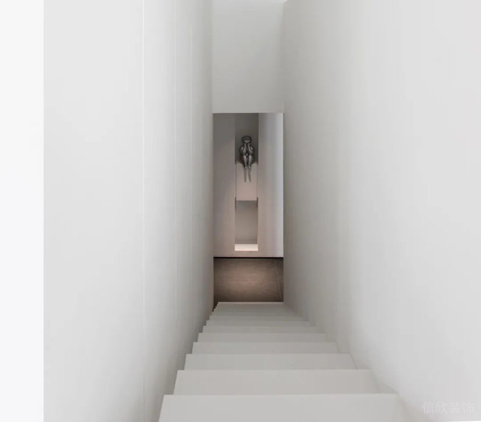 極簡風(fēng)格辦公室樓梯走道效果圖