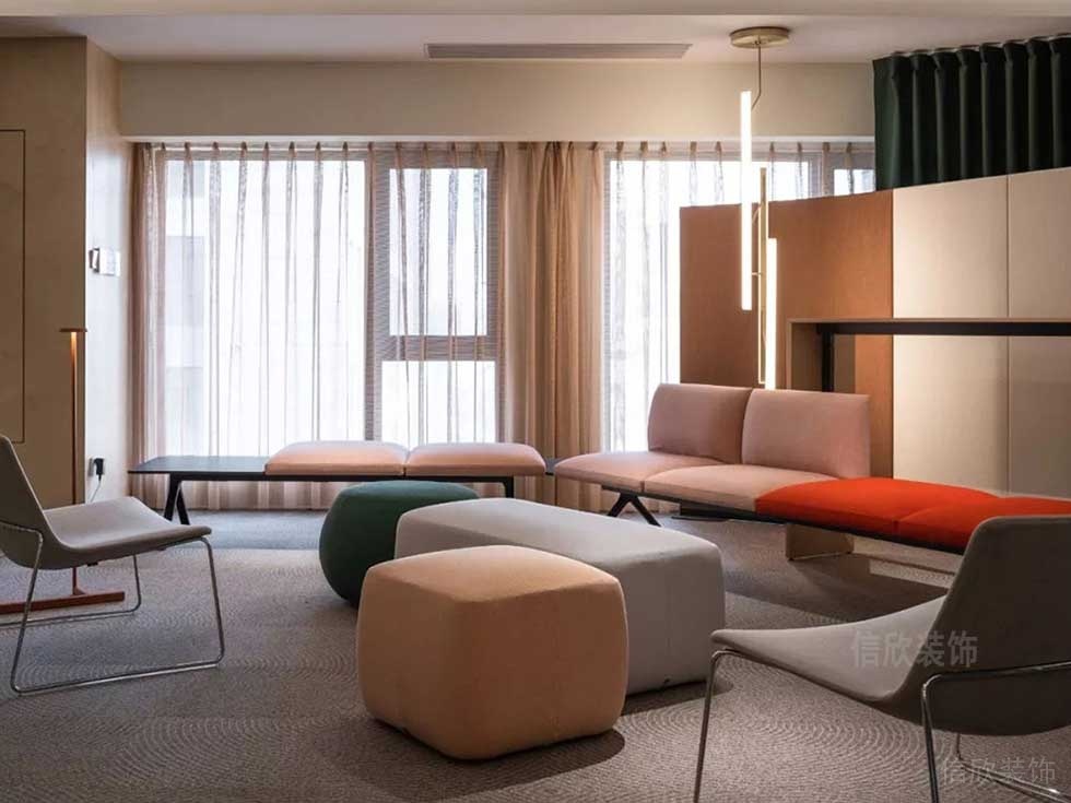 簡約北歐風(fēng)辦公空間員工休息室效果圖