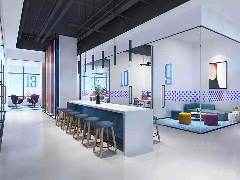 簡約北歐風辦公室吧臺休閑區(qū)裝修圖