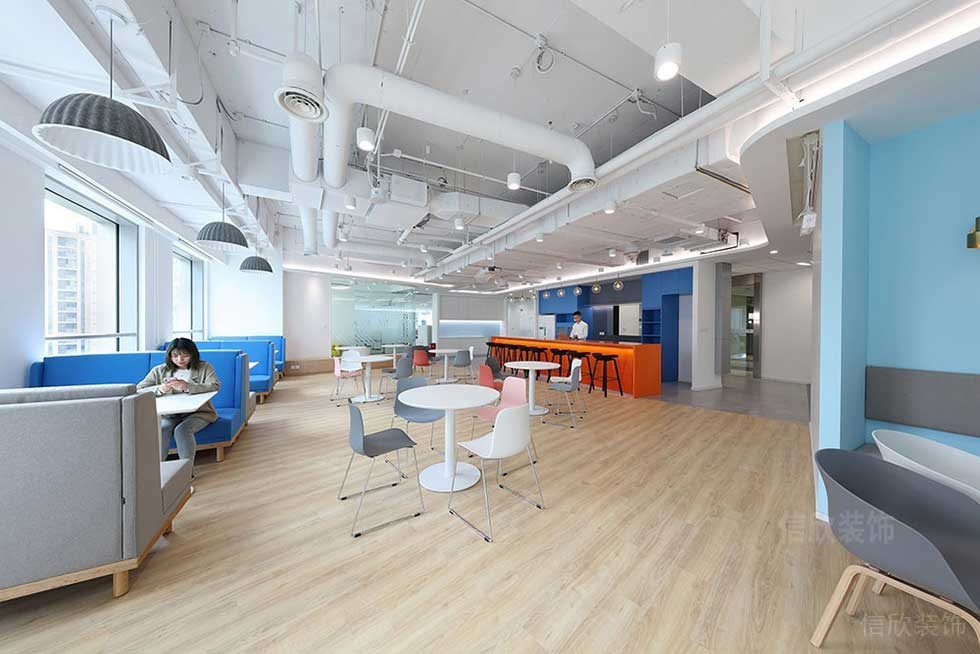 簡約北歐風(fēng)辦公室員工休閑廳效果圖