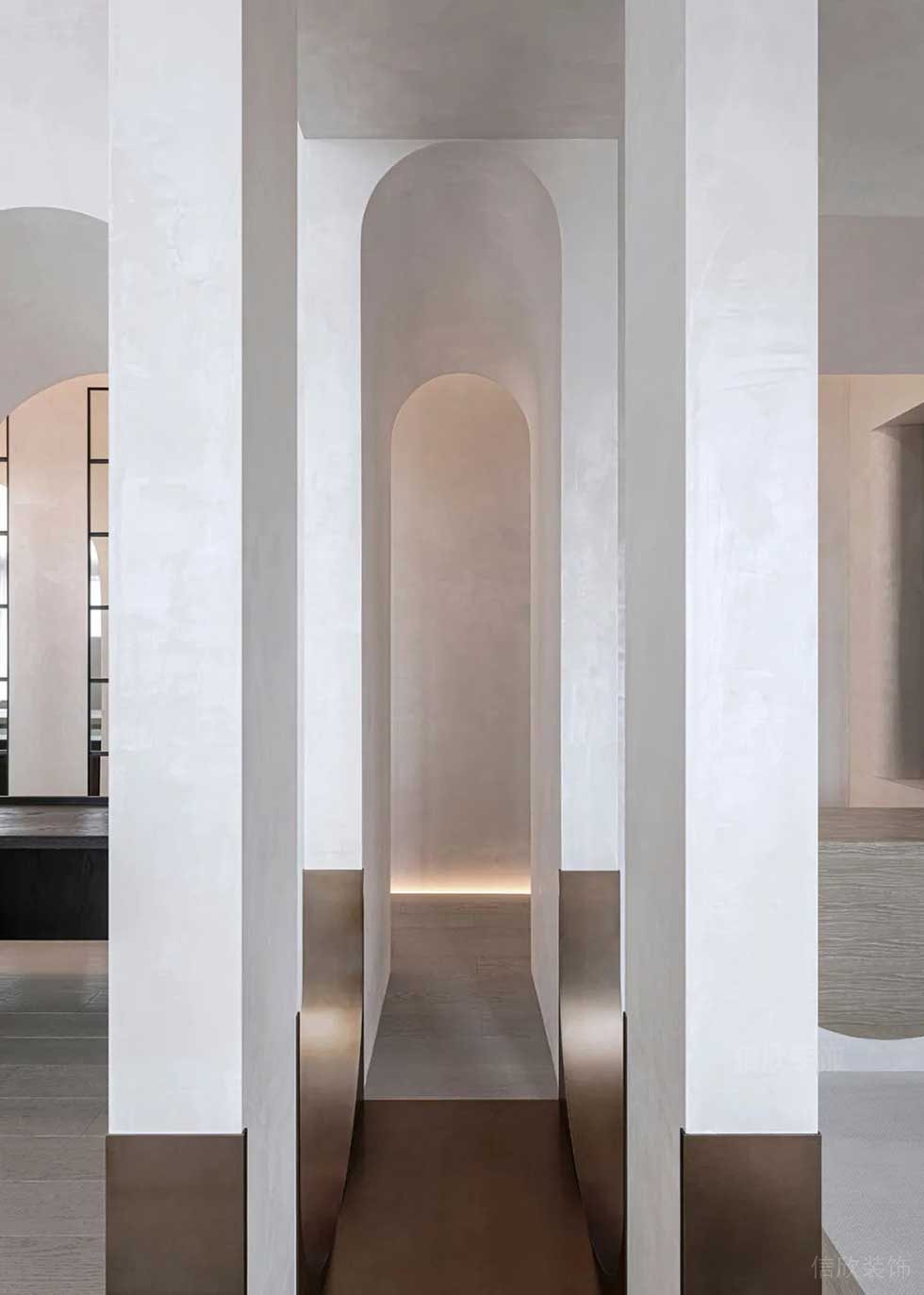 簡約風(fēng)辦公室案例走廊拱形門洞效果圖