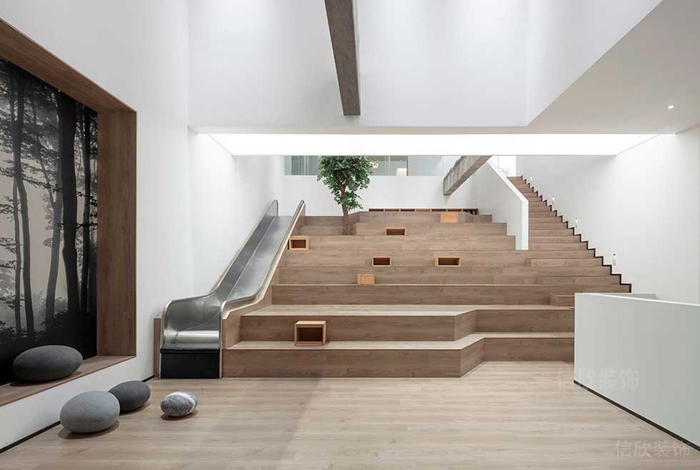 簡約風格辦公空間階梯式休閑活動廳效果圖