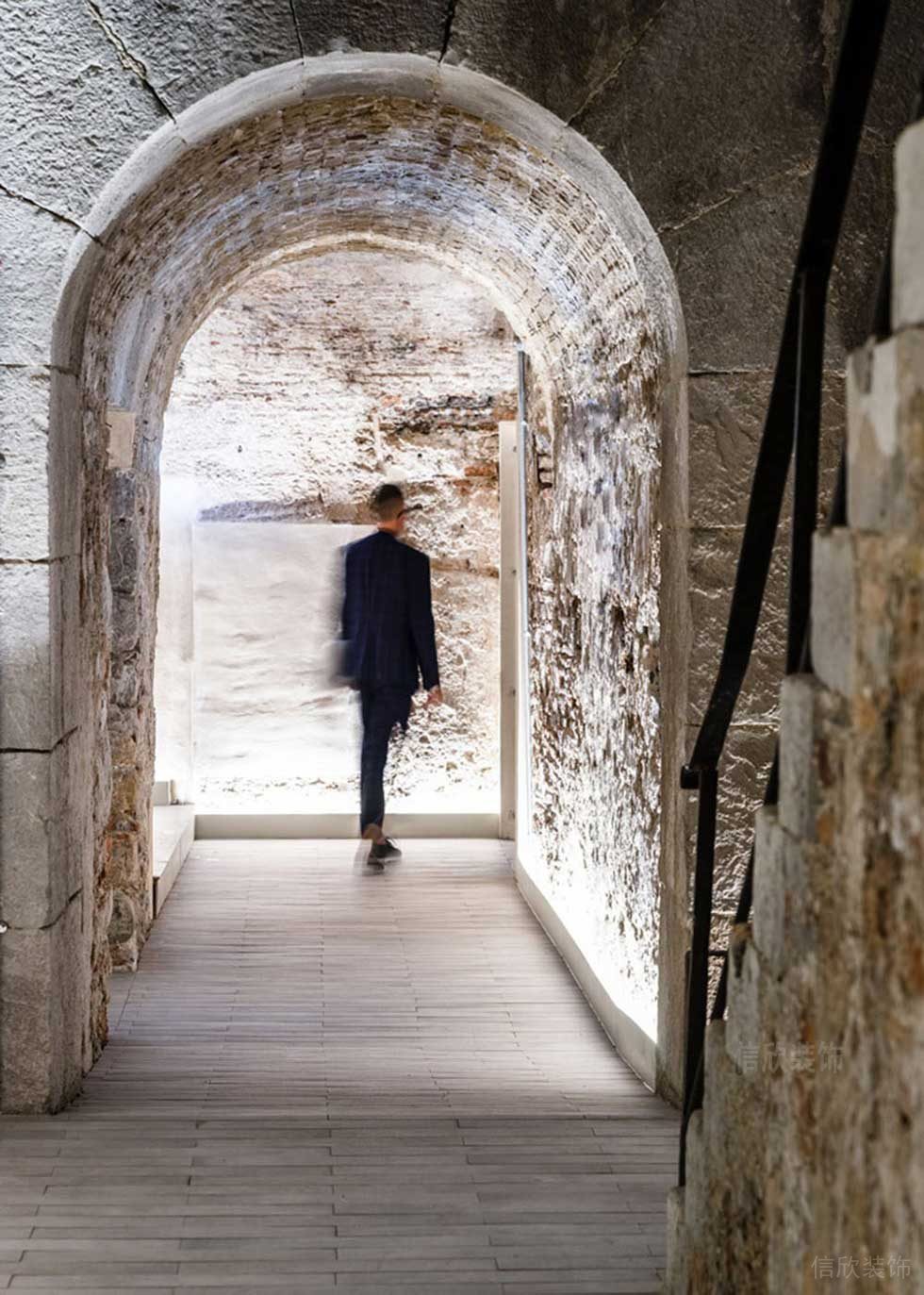 簡(jiǎn)約風(fēng)格辦公室拱形門洞天然石材藝術(shù)走廊設(shè)計(jì)圖