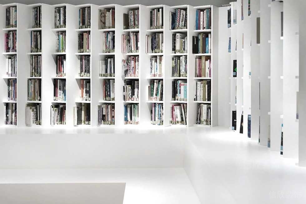 簡約風(fēng)格辦公室階梯式休閑閱覽廳書柜效果圖