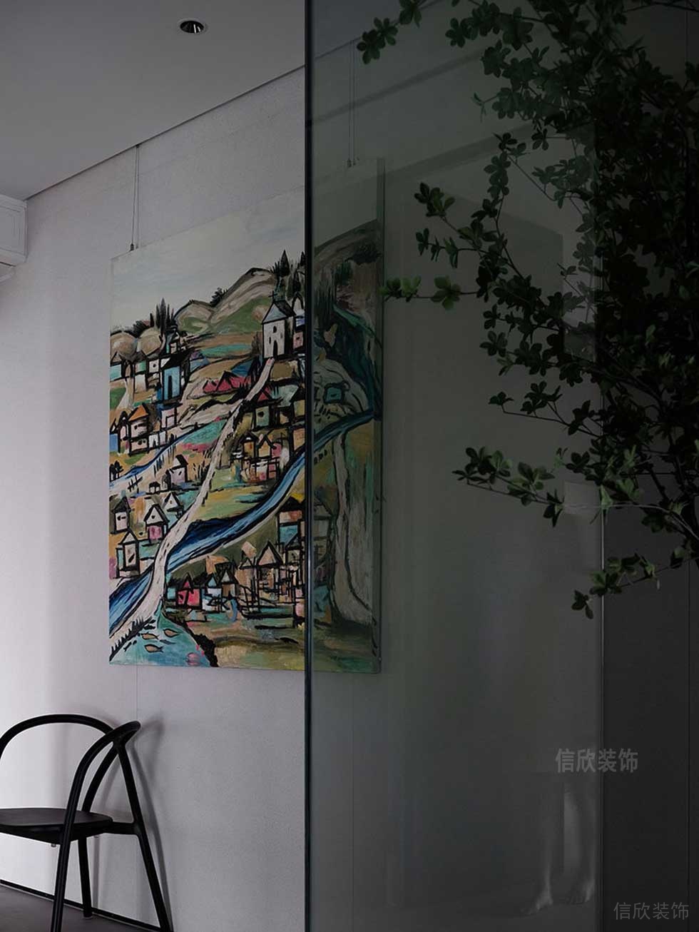 簡約風(fēng)格辦公室休閑區(qū)藝術(shù)掛畫效果圖