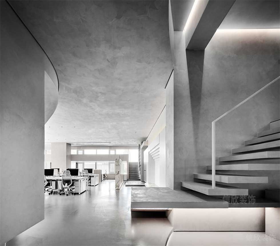 簡約風(fēng)格商務(wù)公司辦公室樓梯臺階效果圖