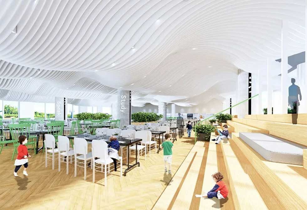 現(xiàn)代北歐風辦公空間階梯式休閑廳裝修圖