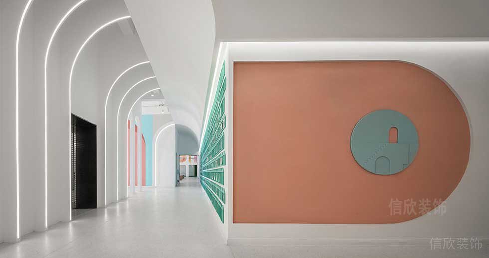 現(xiàn)代北歐風辦公室電梯廳走廊空間裝修圖