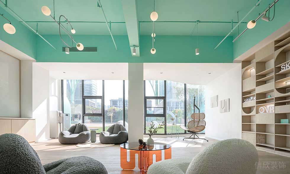 現(xiàn)代北歐風辦公室員工休息廳效果圖