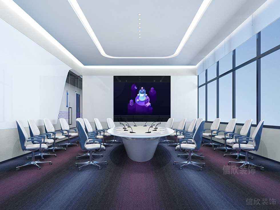 現(xiàn)代風格辦公空間多媒體會議室裝修圖